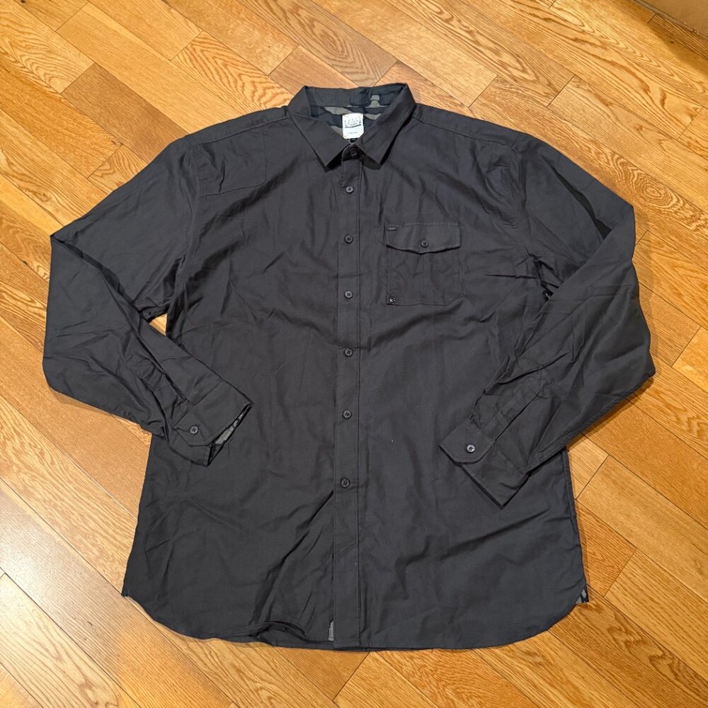 Split Co. USA Long Sleeve XXL Asphalt Camo Accent Button Down Shirt Cotton NWT